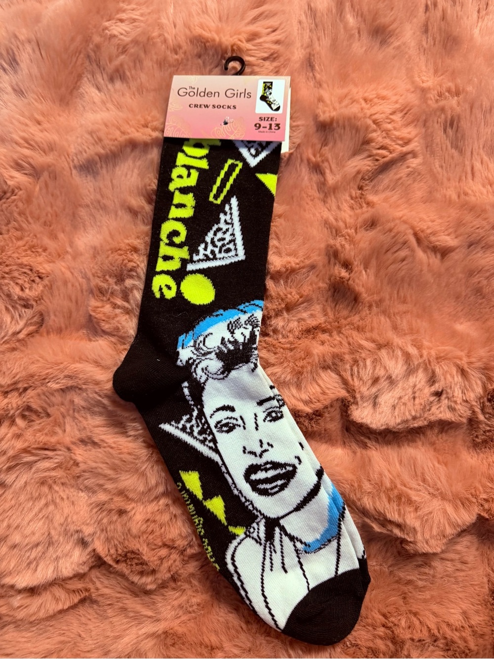 NWT Golden Girls Blanche Devereaux Crew Socks Size 9-13 Retro